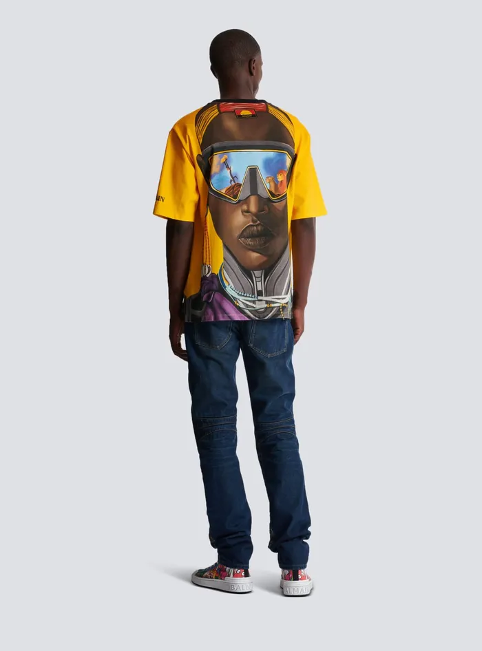 Balmain TShirts Men Disney X The Lion King 8211 Relaxed Tshirt With Nika Mtwana Print Multicolor