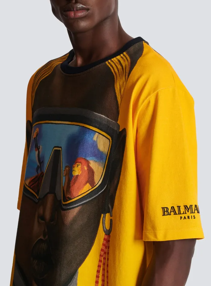 Balmain TShirts Men Disney X The Lion King 8211 Relaxed Tshirt With Nika Mtwana Print Multicolor