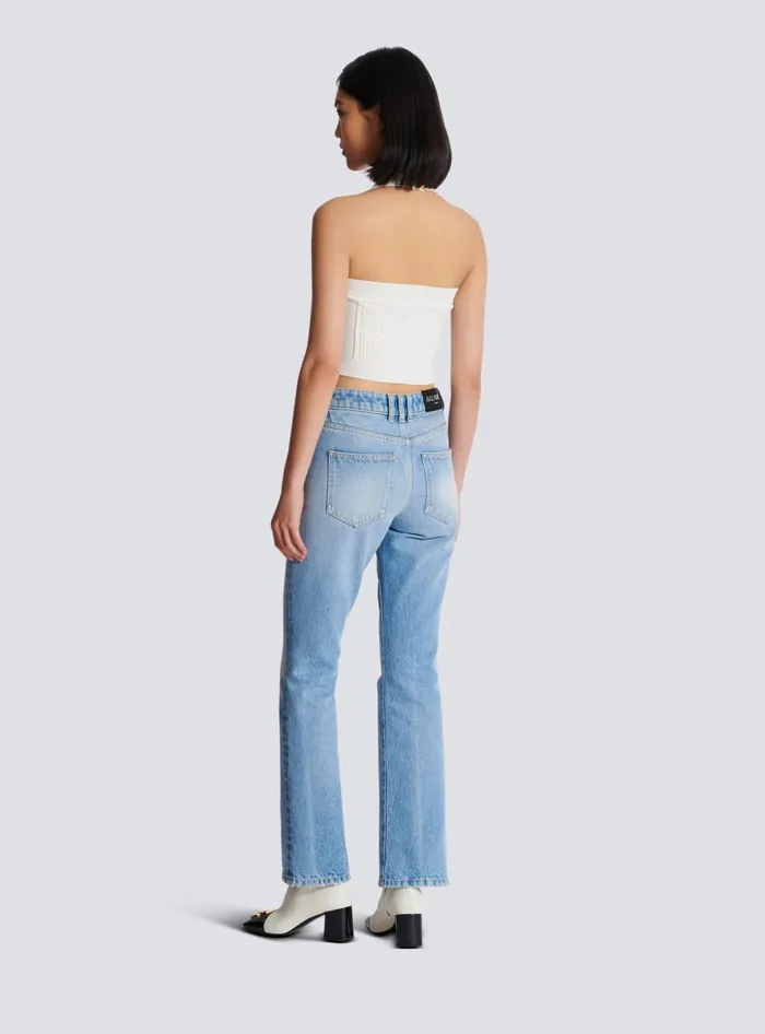 Balmain Tops And Shirts Women Knitted Halterneck Top White