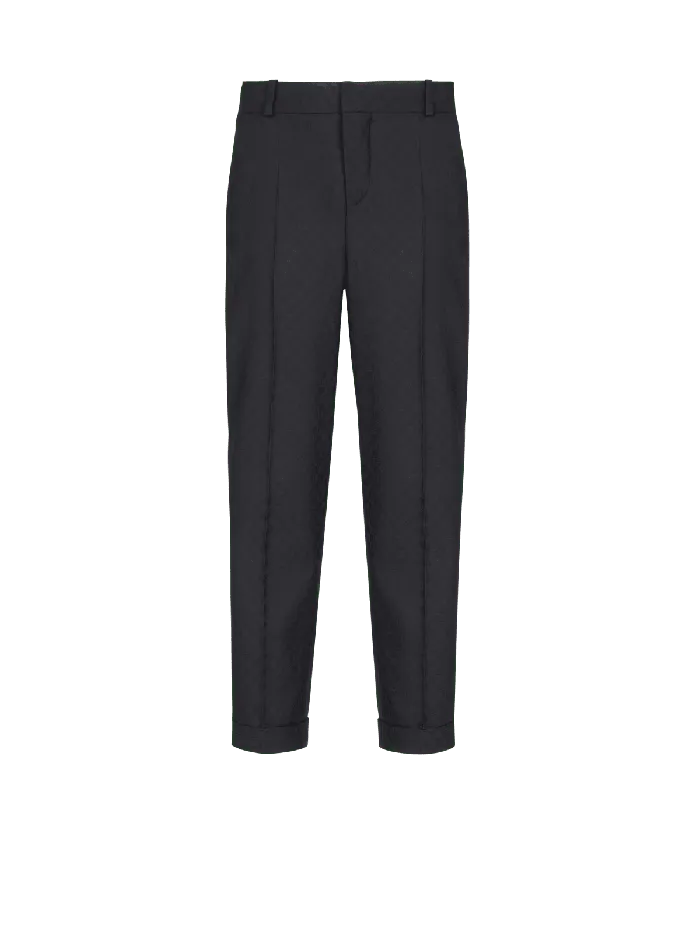 Balmain Trousers And Shorts Men Monogram Wool Trousers Black