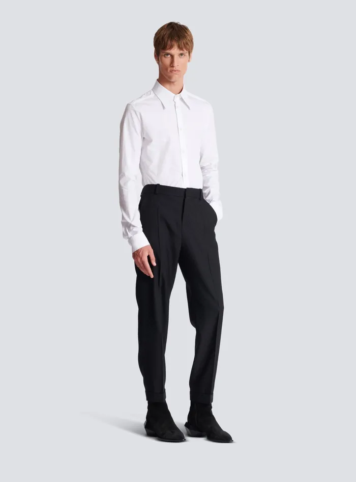Balmain Trousers And Shorts Men Monogram Wool Trousers Black