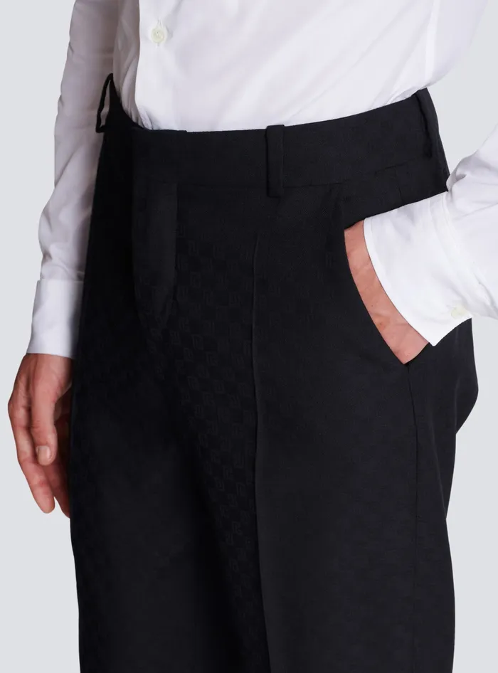 Balmain Trousers And Shorts Men Monogram Wool Trousers Black