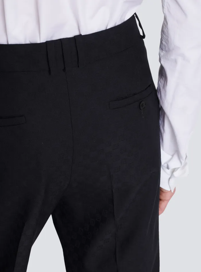 Balmain Trousers And Shorts Men Monogram Wool Trousers Black