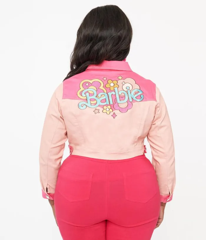 Barbie X Plus Size Pink Barbie Denim Western Jacket ClothingPlus Unique Vintage Jackets
