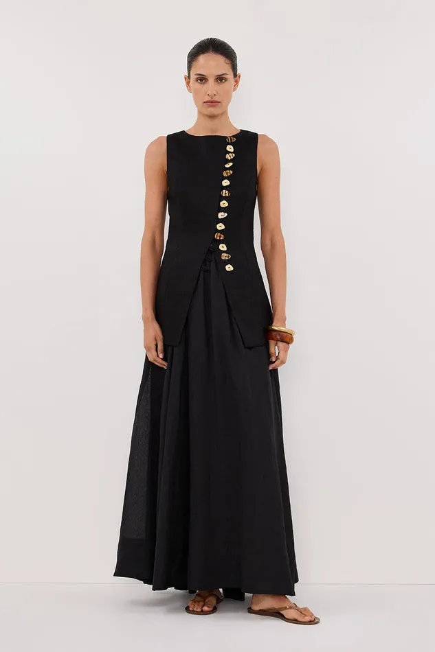 BAYLEE BLACK SLEEVELESS LINEN TOP Women DISSH Tops