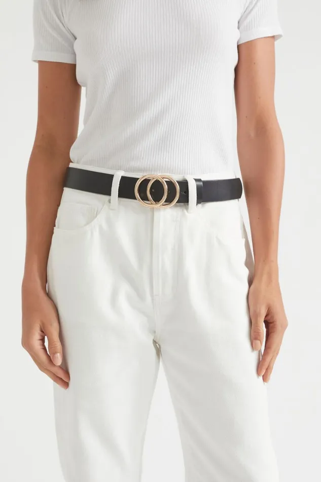 Belts Woman Seed Heritage Double Ring Belt Black