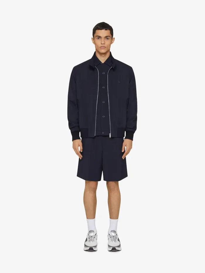 Bermuda Shorts In Wool Poplin Night Blue Men Givenchy Pants and Shorts