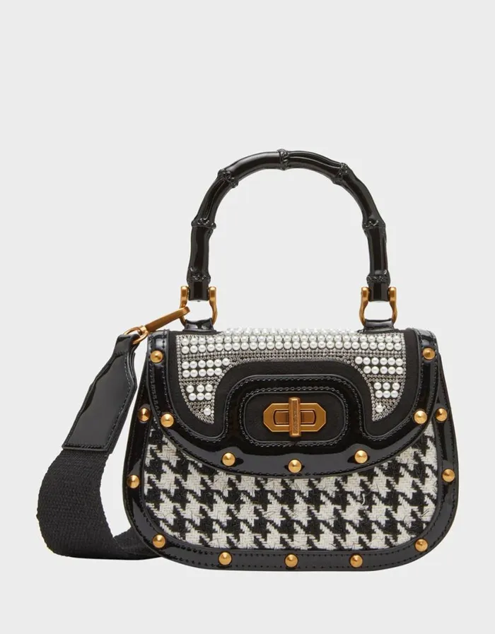 Betsey Johnson Women A REAL TART MINI FLAP CROSSBODY BLACKWHITE Black White