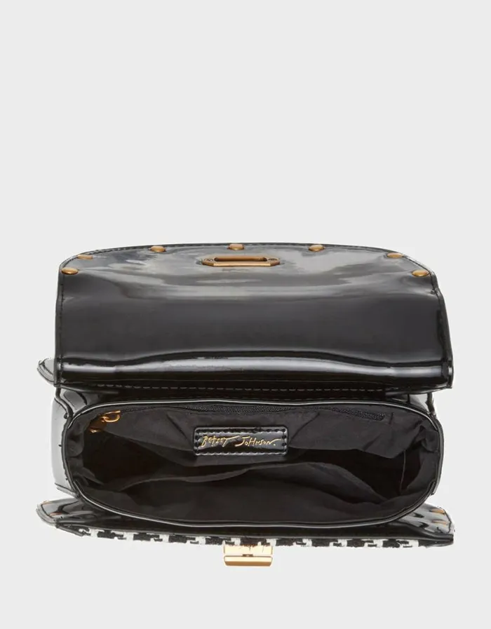Betsey Johnson Women A REAL TART MINI FLAP CROSSBODY BLACKWHITE Black White Betsey Johnson Women A REAL TART MINI FLAP CROSSBODY BLACKWHITE Black White