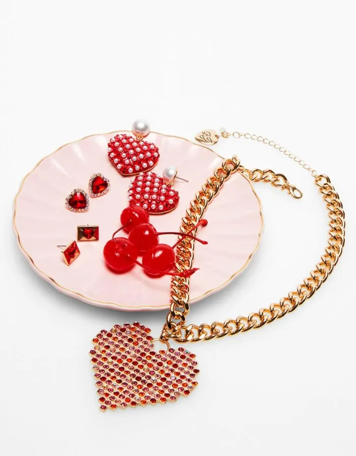 Betsey Johnson Women BETSEYS BEST PEARL DROP HEART EARRINGS RED Betsey Johnson Women BETSEYS BEST PEARL DROP HEART EARRINGS RED