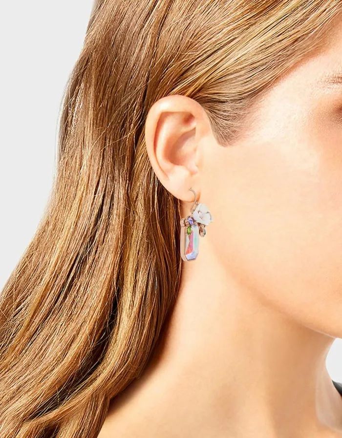 Betsey Johnson Women BETSEYS FLOWER STONE DROP EARRINGS WHITE Betsey Johnson Women BETSEYS FLOWER STONE DROP EARRINGS WHITE