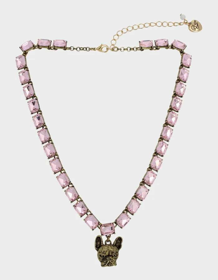 Betsey Johnson Women DEAR BETSEY FRENCHIE NECKLACE PINK