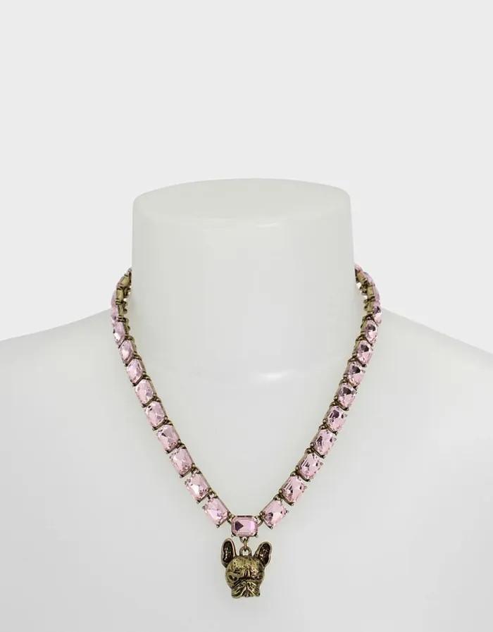 Betsey Johnson Women DEAR BETSEY FRENCHIE NECKLACE PINK Betsey Johnson Women DEAR BETSEY FRENCHIE NECKLACE PINK