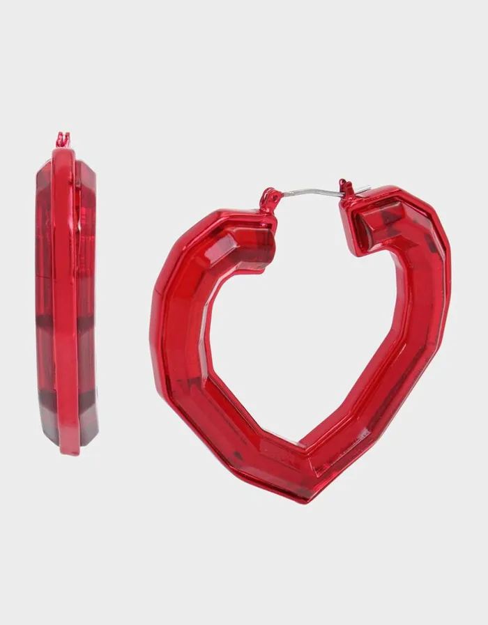 Betsey Johnson Women LOOK INTO YOUR HEART BAMBOO EARRINGS RED