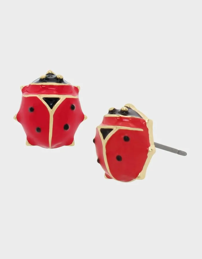 Betsey Johnson Women LUCKING OUT LADYBUG STUDS RED