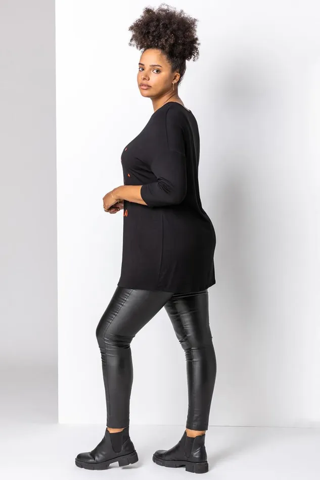 Black Curve Christmas Slogan Jersey Tunic Top Women Roman Tops