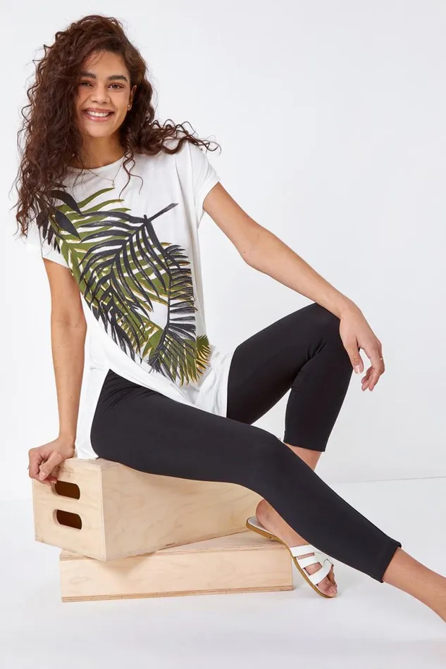 Black Elastic Waist Stretch Cropped Leggings Women Roman Trousers