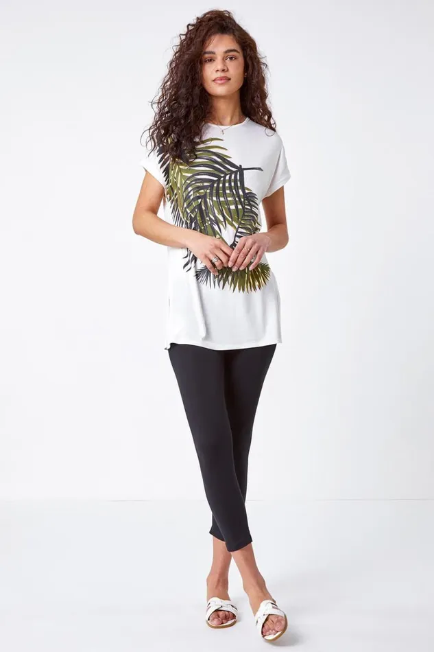 Black Elastic Waist Stretch Cropped Leggings Women Roman Trousers