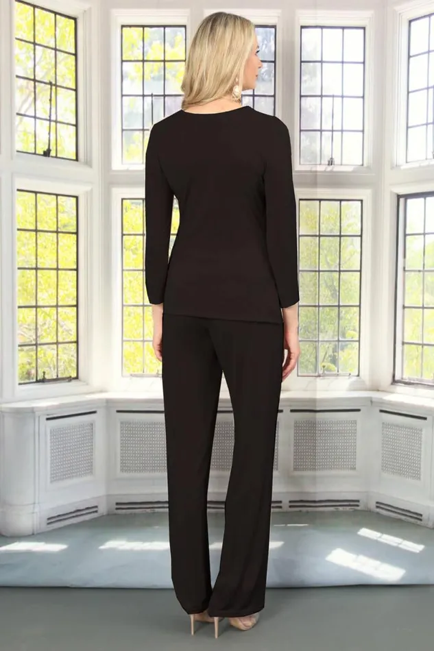 Black Julianna Jersey Stretch Wide Leg Trouser Women Roman Trousers