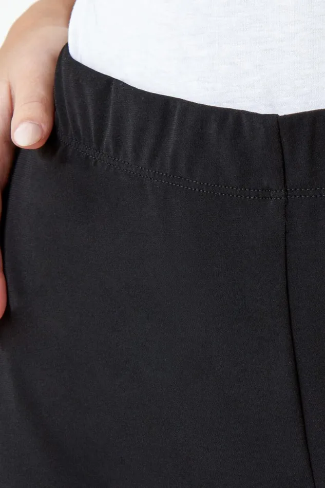 Black Petite Wide Leg Stretch Trouser Women Roman Trousers