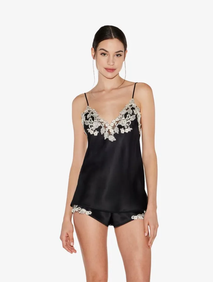 Black Silk Camisole With Frastaglio Sleepwear La Perla Camisoles