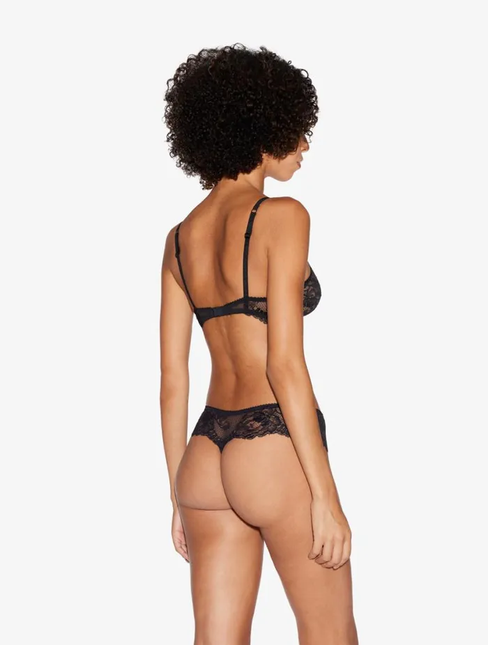 Black Stretch Leavers Lace Thong Lingerie La Perla G String and Thong