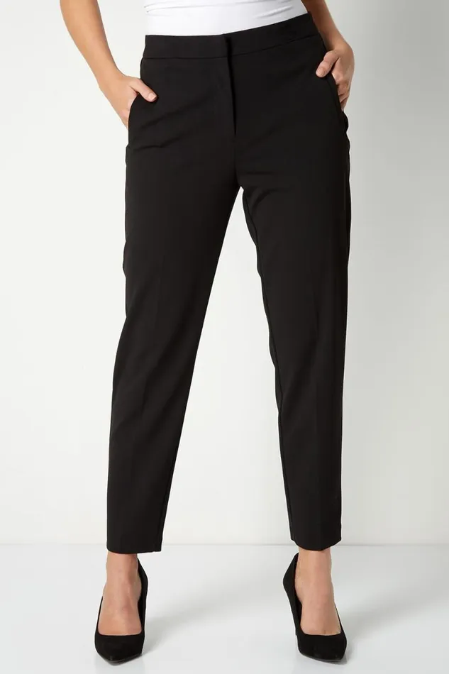 Black Tailored Straight Leg Trouser Women Roman Trousers