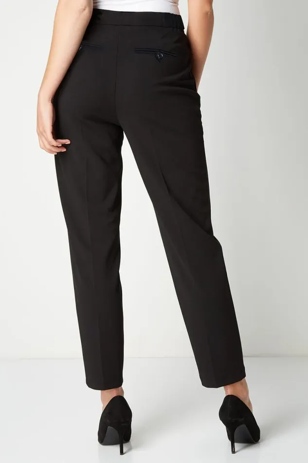 Black Tailored Straight Leg Trouser Women Roman Trousers