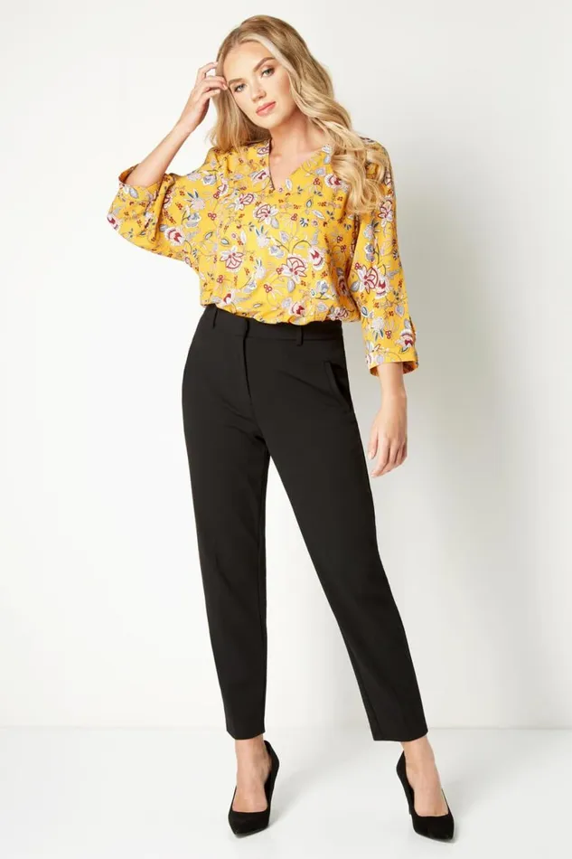 Black Tailored Straight Leg Trouser Women Roman Trousers