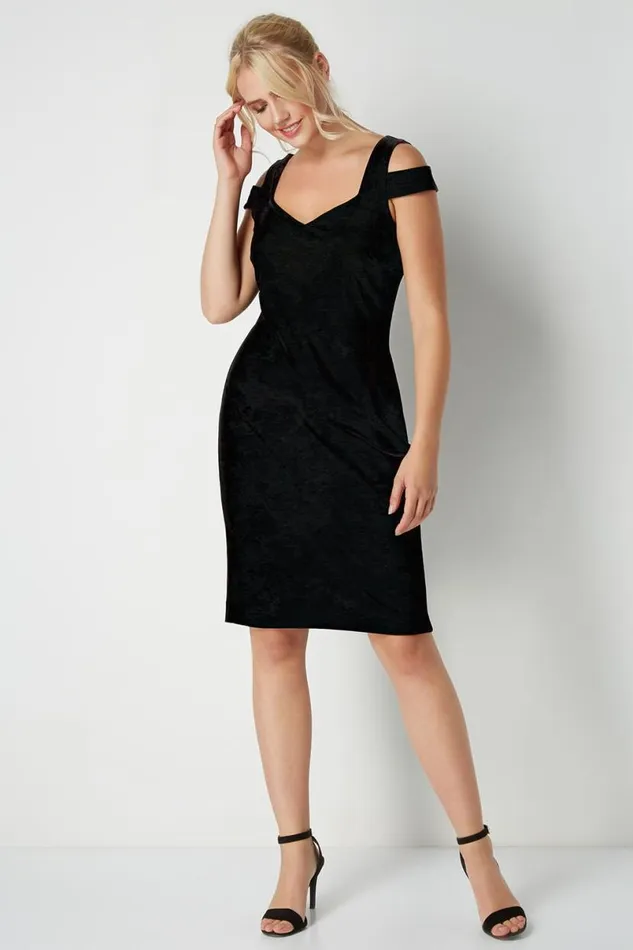 Black Velvet Cold Shoulder Dress Women Roman Dresses