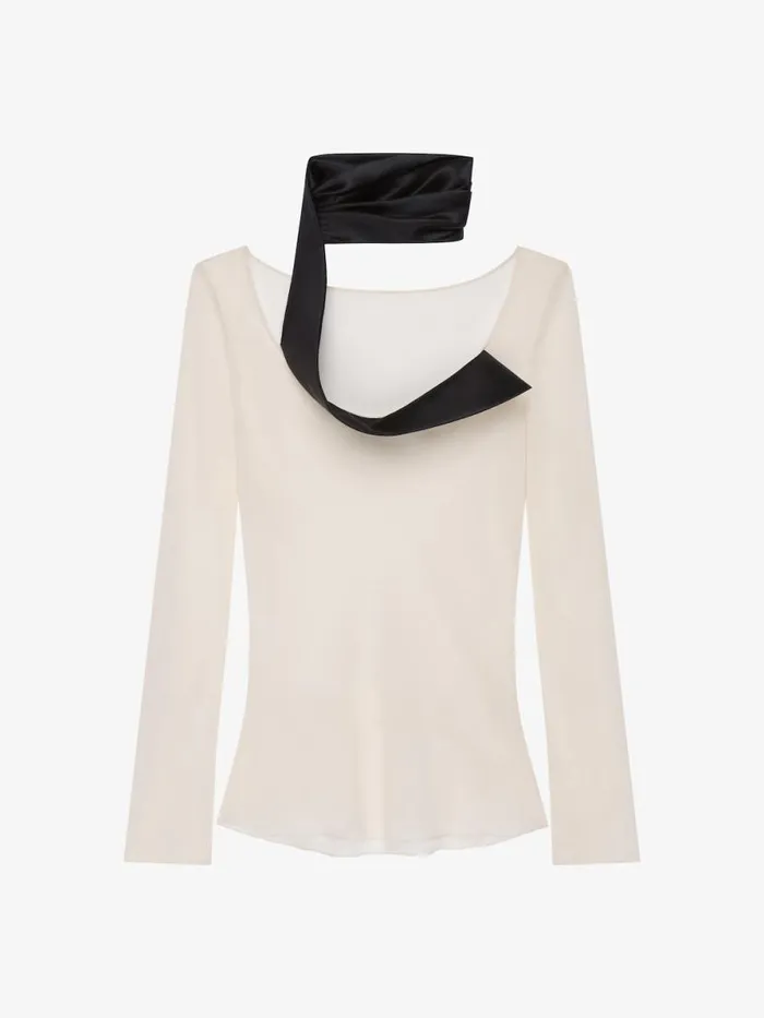 Blouse In Silk Georgette With Swallow Collar Pale Golden Women Givenchy Tops and Shirts