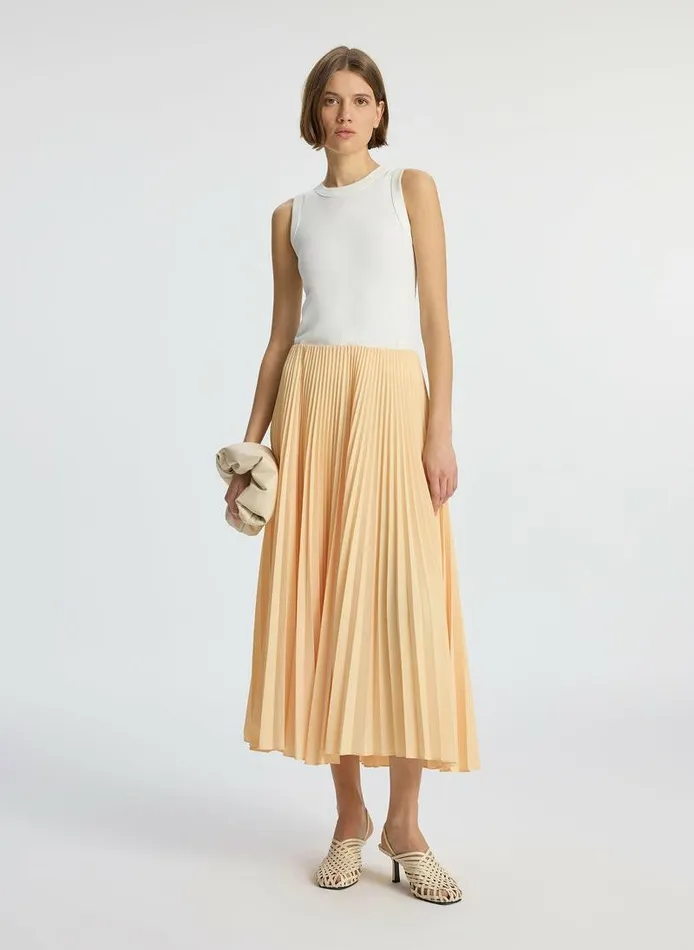 Bottoms Women ALC Tatum Pleated Midi Skirt Au Lait