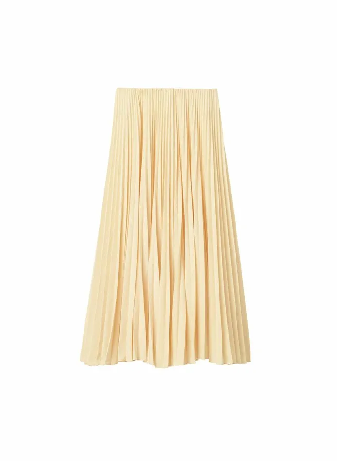 Bottoms Women ALC Tatum Pleated Midi Skirt Au Lait Bottoms Women ALC Tatum Pleated Midi Skirt Au Lait