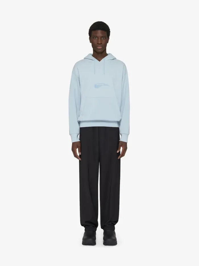 Boxy Fit Hoodie In Fleece Wings Sky Blue Men Givenchy Sweatshirts and Hoodies