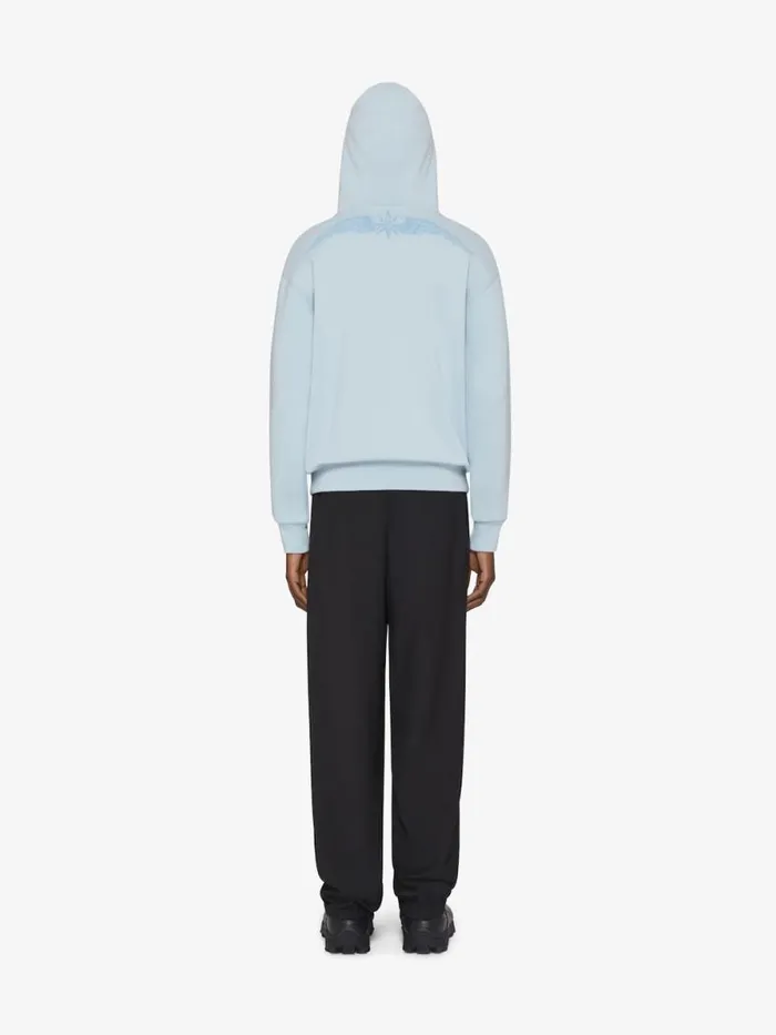Boxy Fit Hoodie In Fleece Wings Sky Blue Men Givenchy Sweatshirts and Hoodies