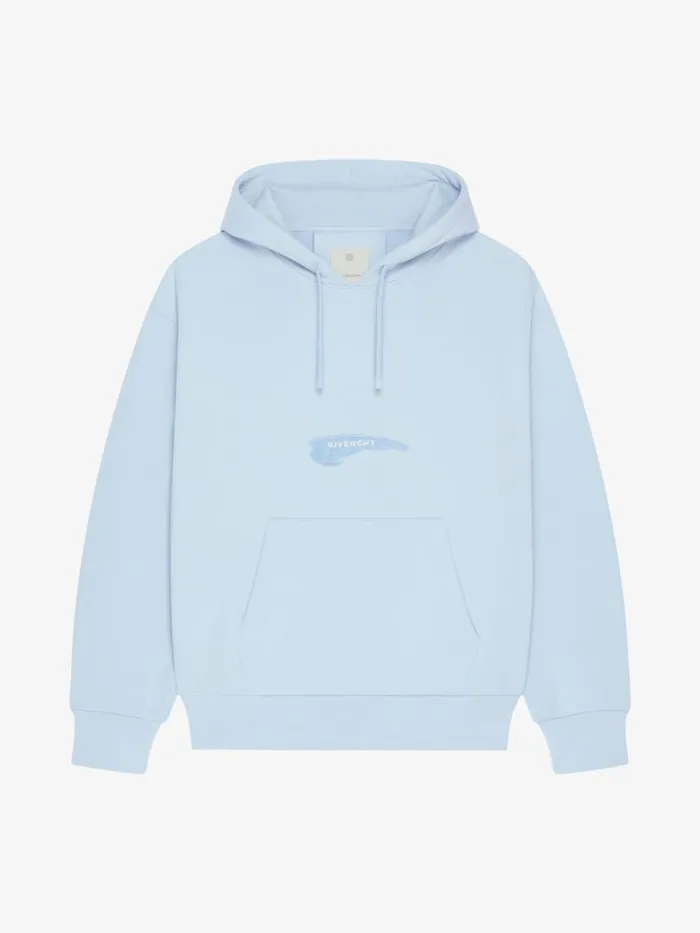 Boxy Fit Hoodie In Fleece Wings Sky Blue Men Givenchy Sweatshirts and Hoodies