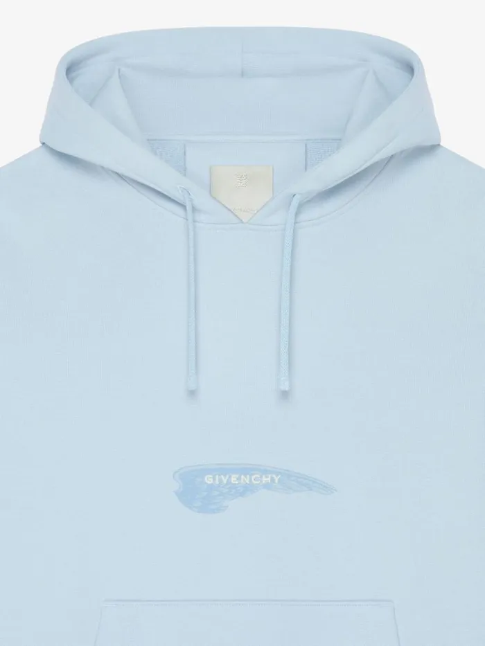 Boxy Fit Hoodie In Fleece Wings Sky Blue Men Givenchy Sweatshirts and Hoodies