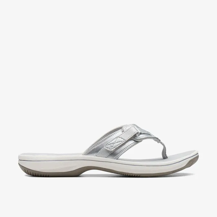 BREEZE SEA Silver Synthetic Women Clarks Sandals and Flip Flops