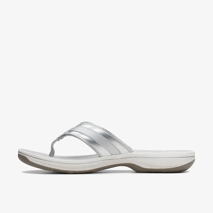 BREEZE SEA Silver Synthetic Women Clarks Sandals and Flip Flops