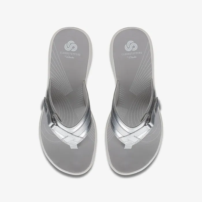 BREEZE SEA Silver Synthetic Women Clarks Sandals and Flip Flops