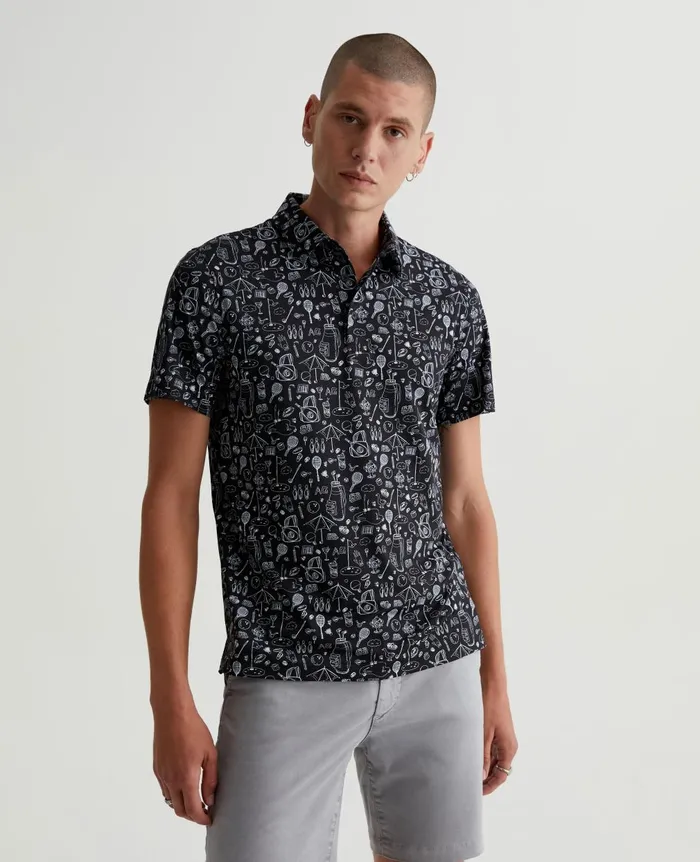 Bryce Polo Sports Doodle Black Men AG Jeans Polos