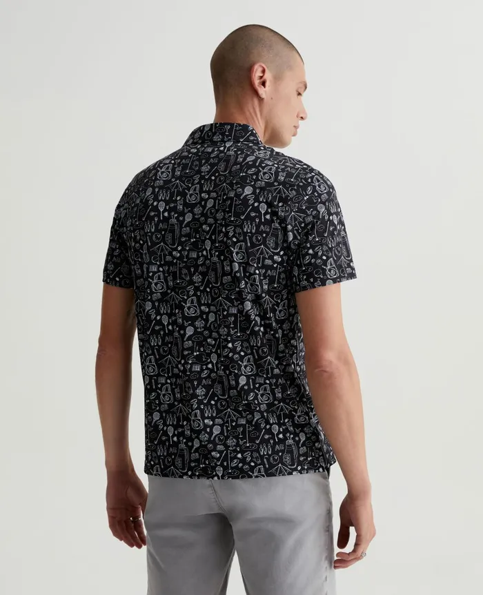 Bryce Polo Sports Doodle Black Men AG Jeans Polos Bryce Polo Sports Doodle Black Men AG Jeans Polos