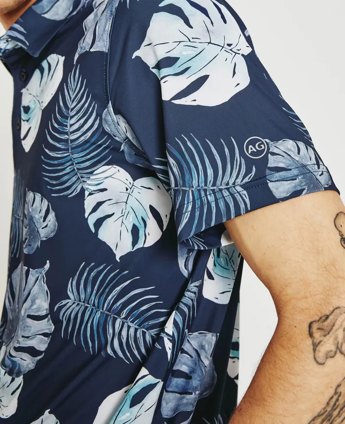 Bryce Polo Tropical Fronds Deep Navy Mult Men AG Jeans Polos Bryce Polo Tropical Fronds Deep Navy Mult Men AG Jeans Polos