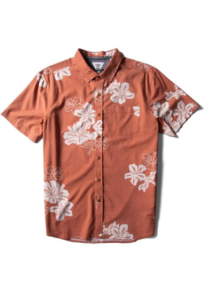 Byebiscus Eco Ss Shirt Terracotta Men Vissla Shirts and Flannels