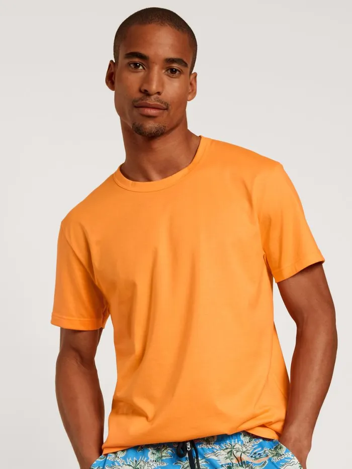 CALIDA Pyjama Tops Men Shirt Short Sleeve Blazing Orange