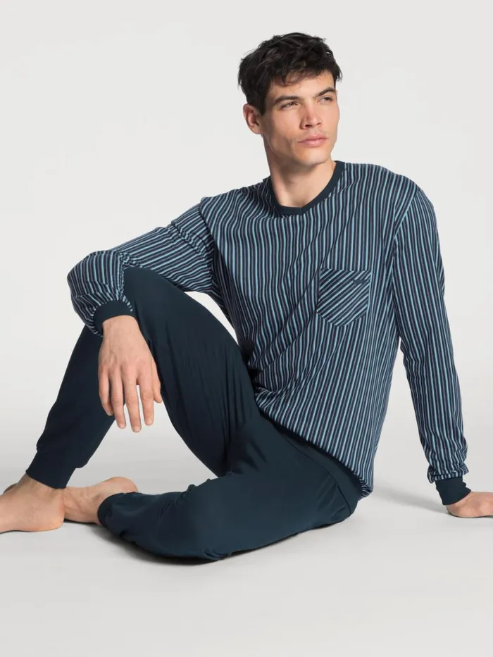CALIDA Pyjamas Men Pyjama With Cuff Dark Sapphire