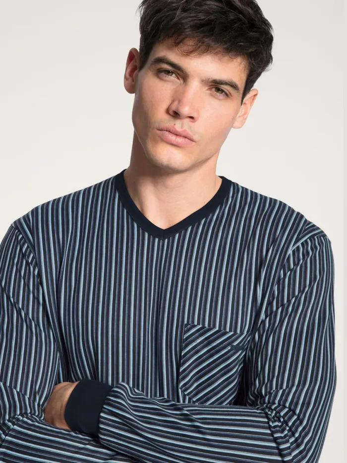 CALIDA Pyjamas Men Pyjama With Cuff Dark Sapphire