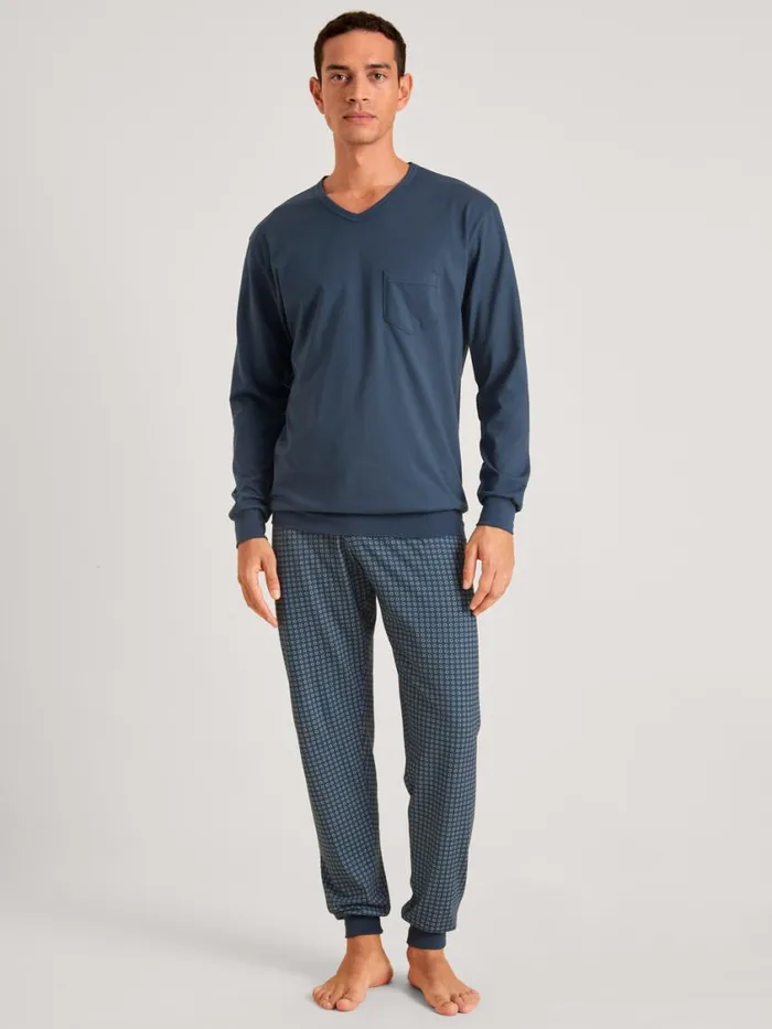 CALIDA Pyjamas Men Pyjama With Cuff Saragossa Blue