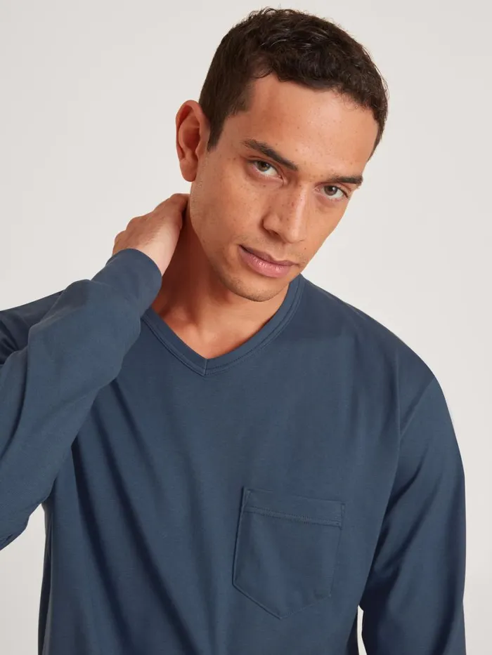 CALIDA Pyjamas Men Pyjama With Cuff Saragossa Blue