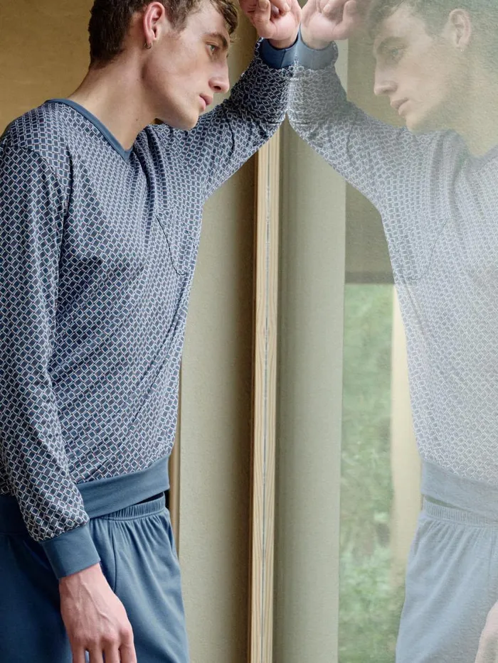CALIDA Pyjamas Men Pyjamas With Cuff Indian Blue
